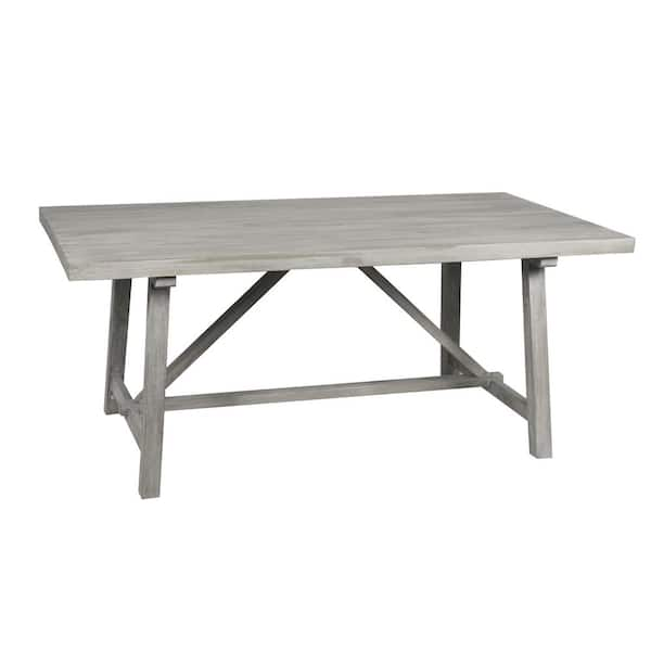 AmeriHome Mango Wood Farmhouse 58 in. Rectangle, Gray Mango Wood Dining Table, Seats 8