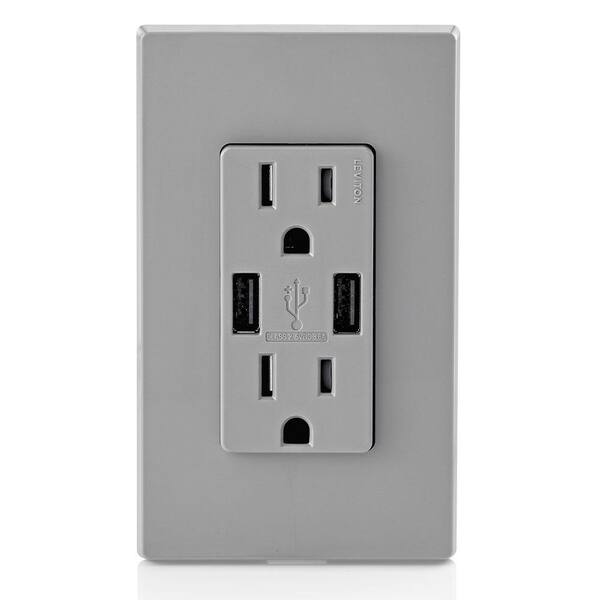 Gloss Finish Lutron CAR-15-UBTR-WH 15Amp Tamper Resistant USB Receptacle in White 