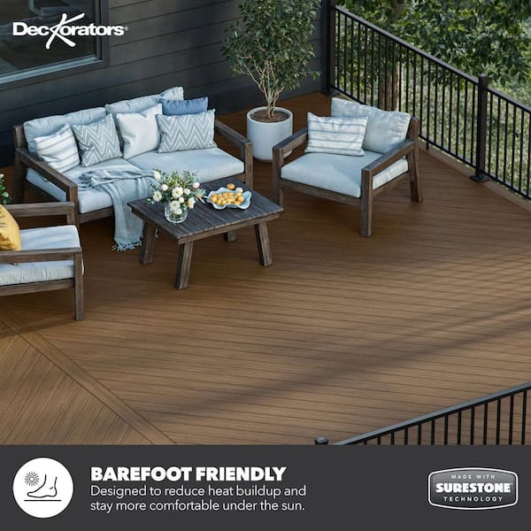 Deckorators Summit 1 in. x 6 in. x 16 ft. Boulder Brown Square