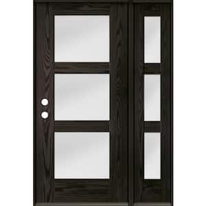 BRIGHTON Modern 50 in. x 80 in. 3-Lite Right-Hand/Inswing Satin Glass Baby Grand Stain Fiberglass Prehung Front Door/RSL