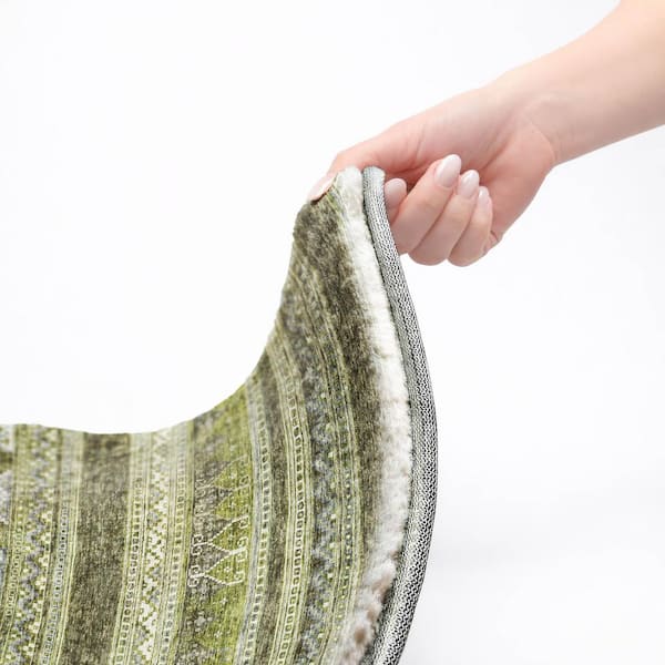 Dream Shag Premium Machine Washable Abstract ADS714 Olive 3 ft. x 5 ft. Area Rug
