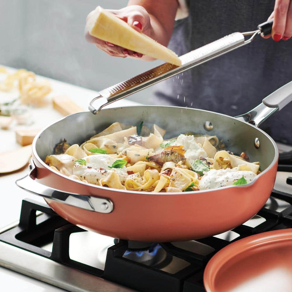 Persimmon Orange 5 qt Ceramic Non-Stick Saute Pan Set with Lid
