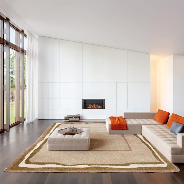 Contessa Bordered Wool Taupe 9 ft. x 12 ft. Indoor/Outdoor Patio Area Rug