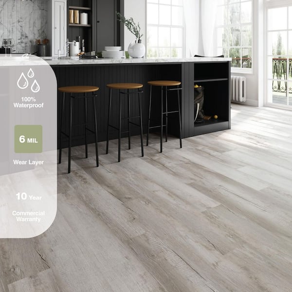 Useppa Island Oak 6 MIL x 7.2 in. W x 42 in. L Click Lock Waterproof Luxury Vinyl Plank Flooring (25.2 sqft/case)