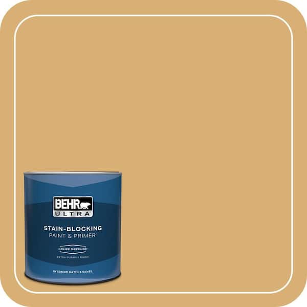 BEHR ULTRA 1 qt. Home Decorators Collection #HDC-AC-08 Mustard Field Extra Durable Satin Enamel Interior Paint & Primer