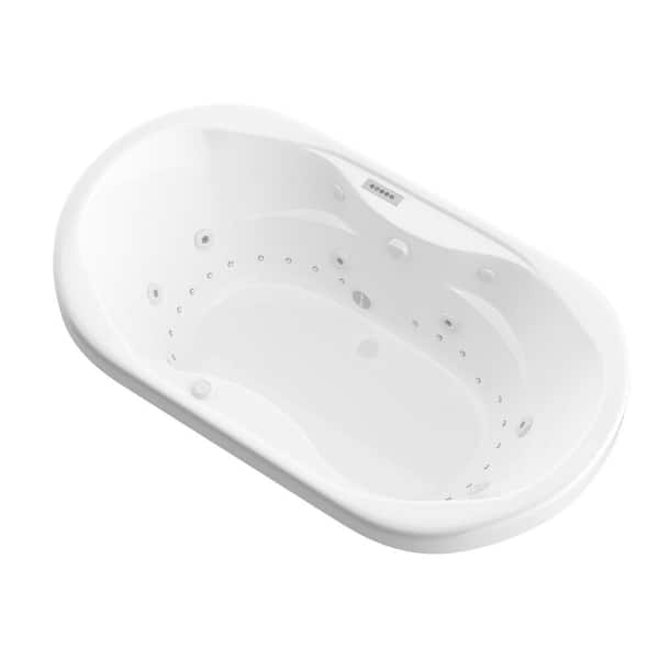 Universal Tubs Ruby Waterfall Diamond Series 5.9 ft. Center Drain Rectangular Drop-in Whirlpool and Air Bath Tub in White