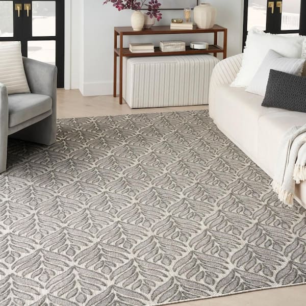 Aloha Charcoal 5 ft. x 8 ft. Botanical Contemporary Area Rug