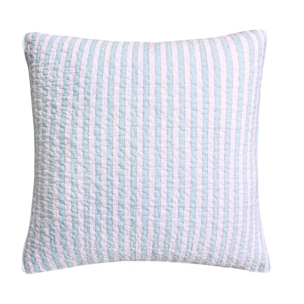 LEVTEX HOME Bridgetown Teal, Cream, Taupe Stripe Quilted Cotton Euro Sham (Set of 2)