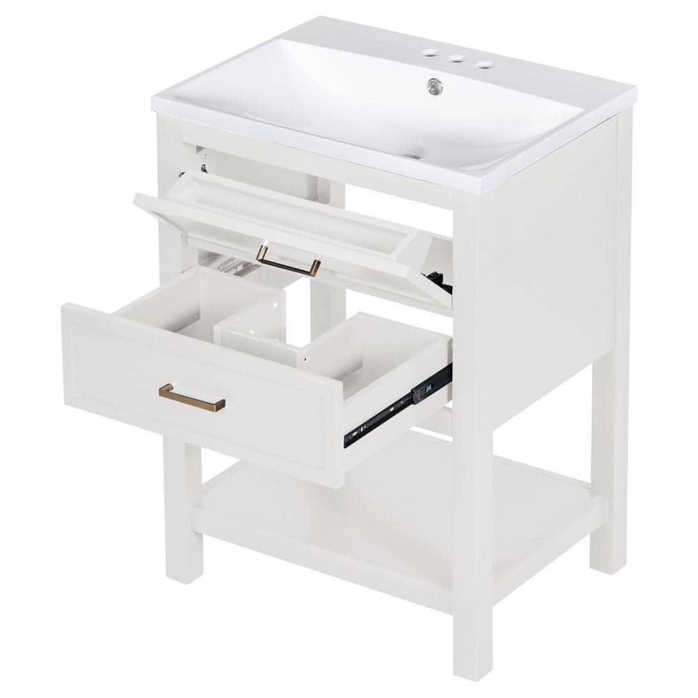 24 in. W x 18 in. D x 34 in. H Bathroom White Linen Cabinet price history on PriceWatchPro