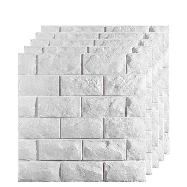 White Brick 3D Wall Panels Self-Adhesive Waterproof Foam Faux Brick Paneling for Bedroom Bathroom Kitchen Fireplace