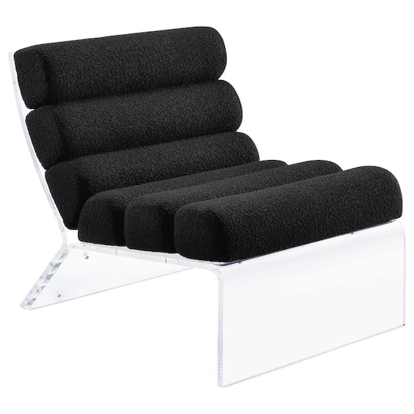 Benjara Reta Black and Clear Fabric Side Chair