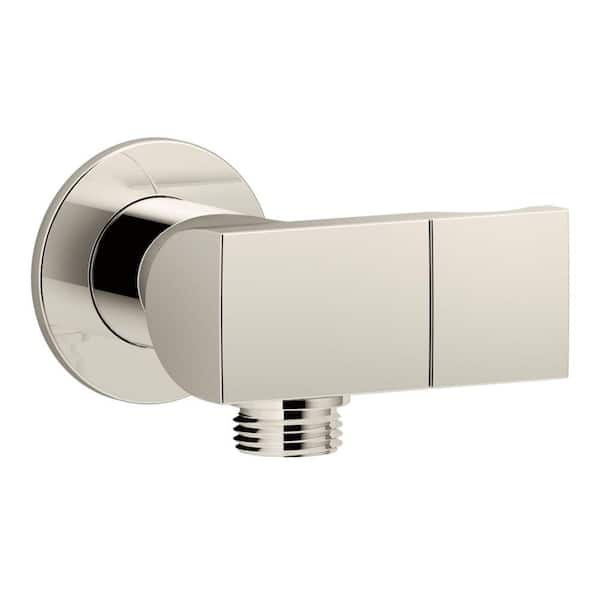 KOHLER 1/2 in. Metal 90-Degree NPT Wall-Mount Supply Elbow with Check Valve and Hand Shower Holder in Vibrant Polished Nickel
