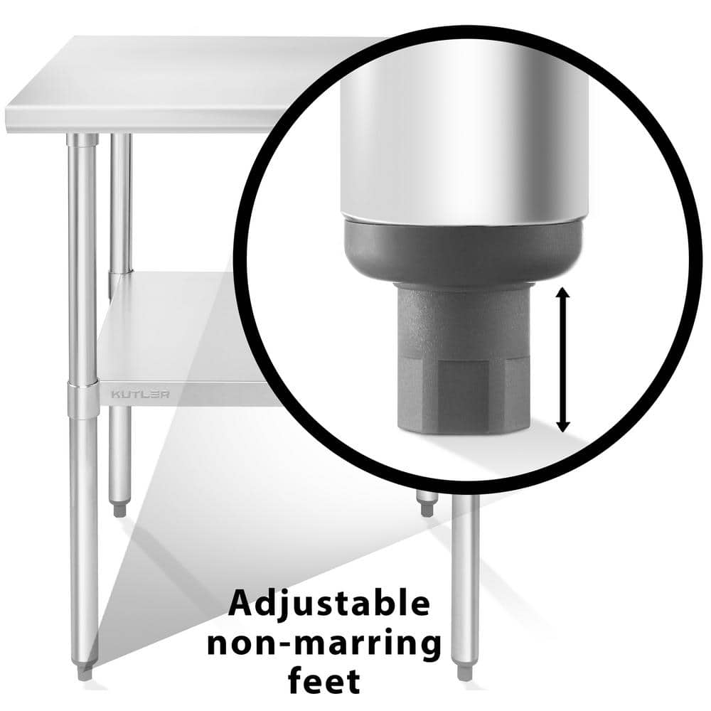 KUTLER 34.5'' Stainless Steel Commercial Prep Table with Wheels