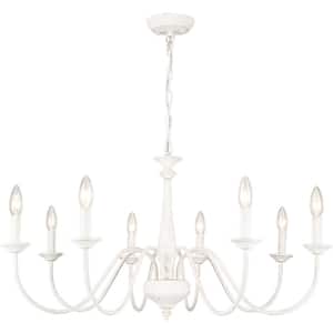 8 Light Antique White Classic Modern Candle Style Chandelier for Living Room Kitchen Island Dining Room Foyer Bedroom