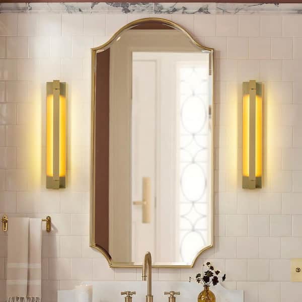 Veturia 23.6 in. 1-Light Modern Gold Linear Rotatable Integrated LED Bathroom Vanity Light over Mirror