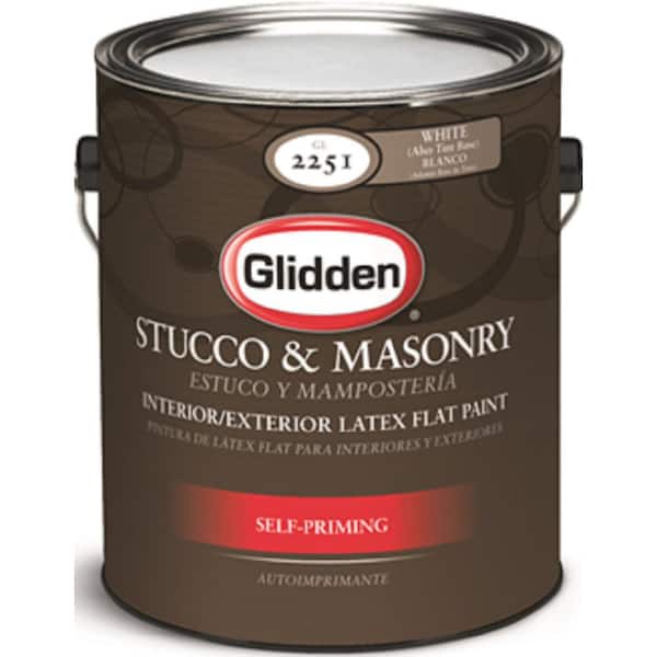 Glidden Stucco & Masonry 1 gal. White Flat Interior/Exterior Stucco and Masonry Paint