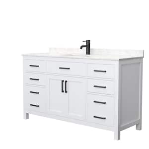 Beckett 60 in. W x 22 in. D x 35 in. H Single Sink Bath Vanity in White with Carrara Cultured Marble Top