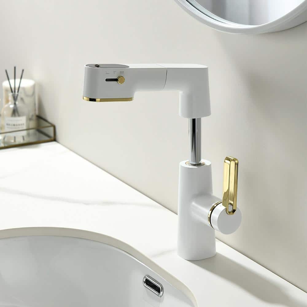 Single Handle Single Hole Deck Mount Bathroom Faucet 1.37 GPM with Sprayer,