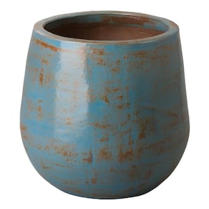 Large 21 in. Turquoise Wash Ceramic Round Pot