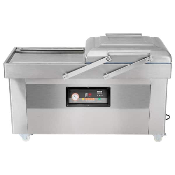 Chamber Food Vacuum Sealer 1200W Silver Sealing Power Vacuum Packing Machine Size for 23.6 in. Sealing Length for Foods
