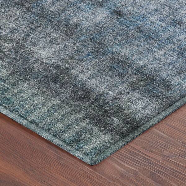 Mayfield Premium Machine Washable Abstract AMF2315 Blue 8 ft. x 8 ft. Round Rug