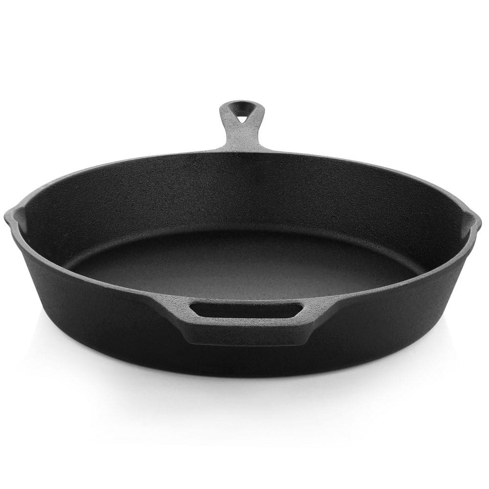 Preseasoned Black Cast Iron Fry Pan Set, 10 and 8 Inch
