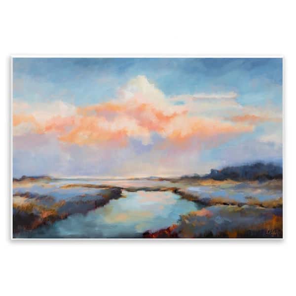 Stupell Industries River with Pastel Clouds by Odile Unframed Nature Graphic Art Print 10 in. x 15 in.