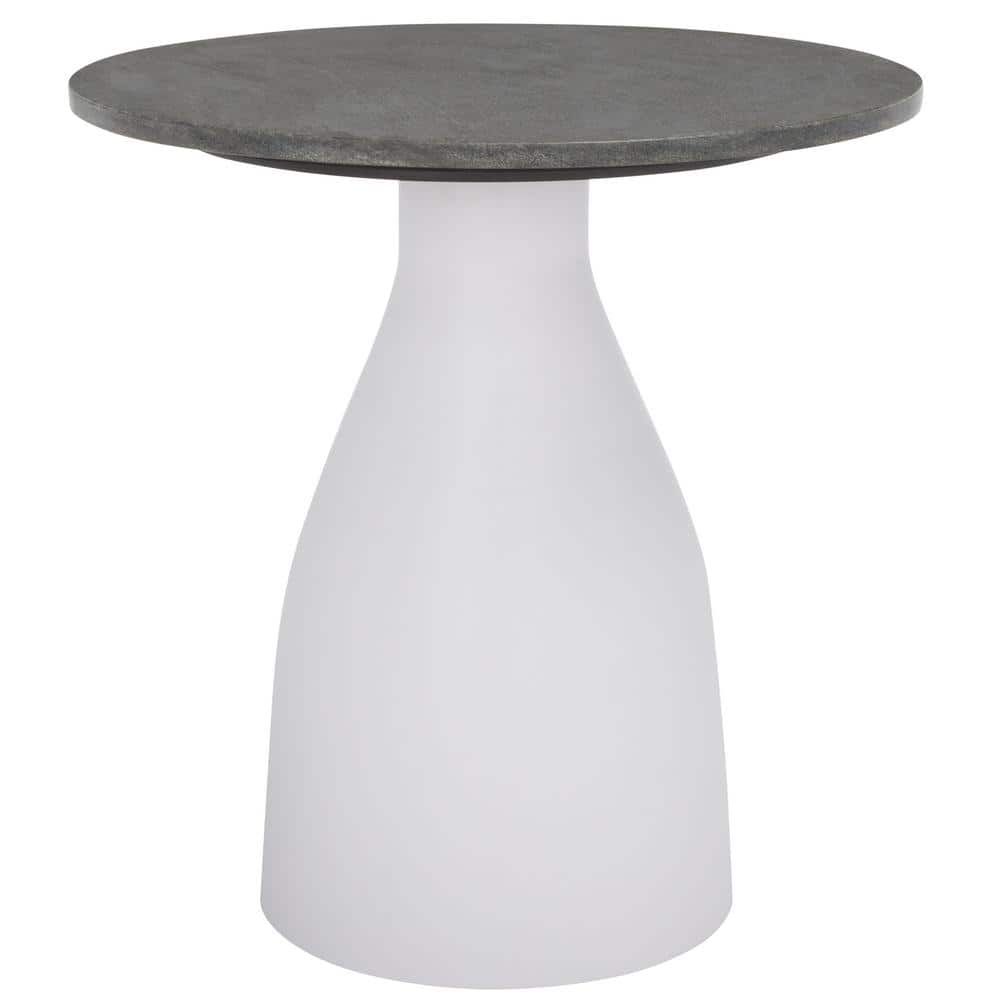 White Rock Crystal and Gold Metal Round Drink Table