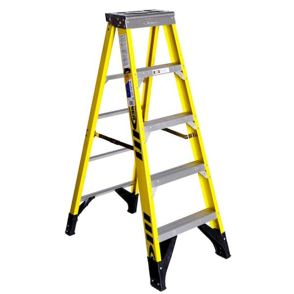 Werner 5 ft. Yellow Fiberglass Step Ladder with 375 lb. Load Capacity Type IAA Duty Rating