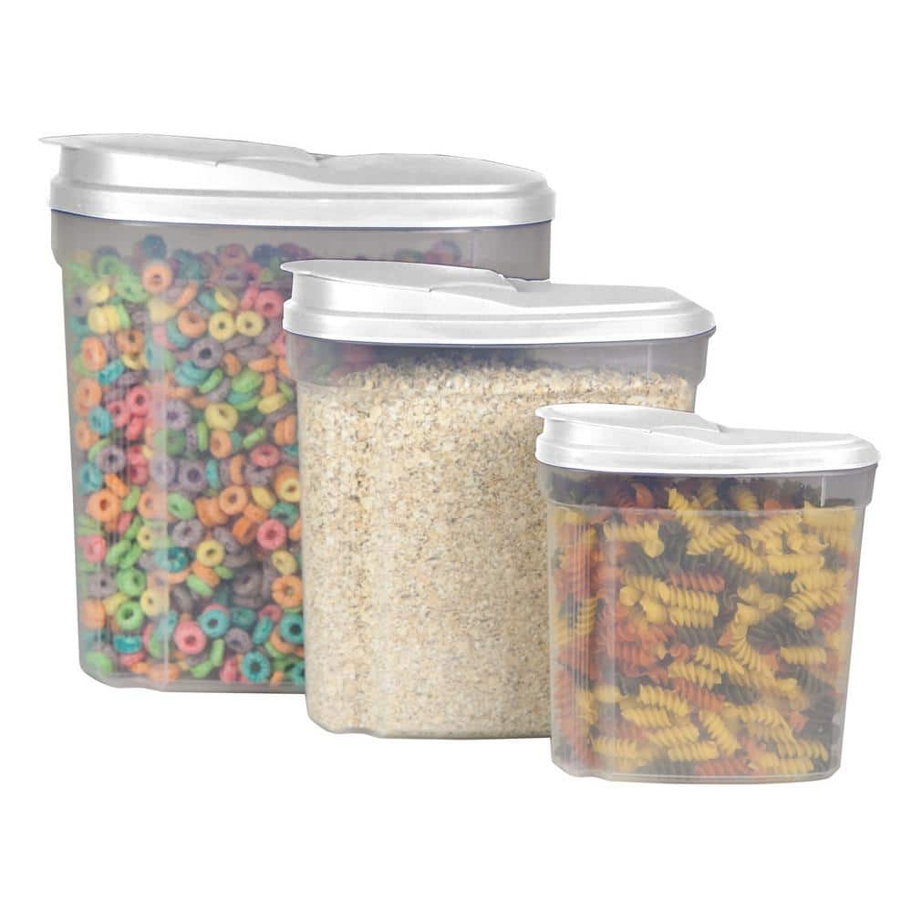 Home Basics 3-Piece Plastic Cereal Container Set, Clear -  SC10937