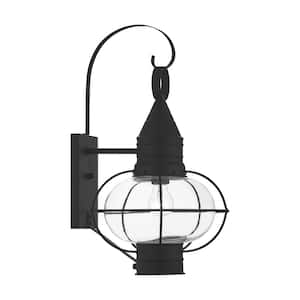 Hennington 20.5 in. 1-Light Black Outdoor Hardwired Wall Lantern Sconce with No Bulbs Included