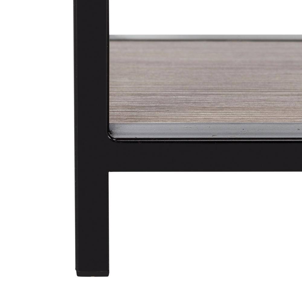 Joanna Transitional Oak and Black Wood Etagere, 32"W x 12"D x 62"H