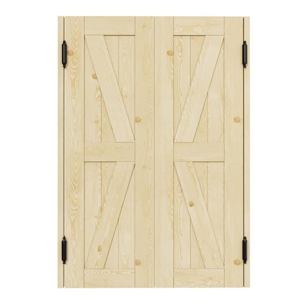 Cafe Door 32 in. x 42 in. Double Panel Unfinished Indoor Vacant Doorway Pine Wood Swinging Saloon Door With Hardware