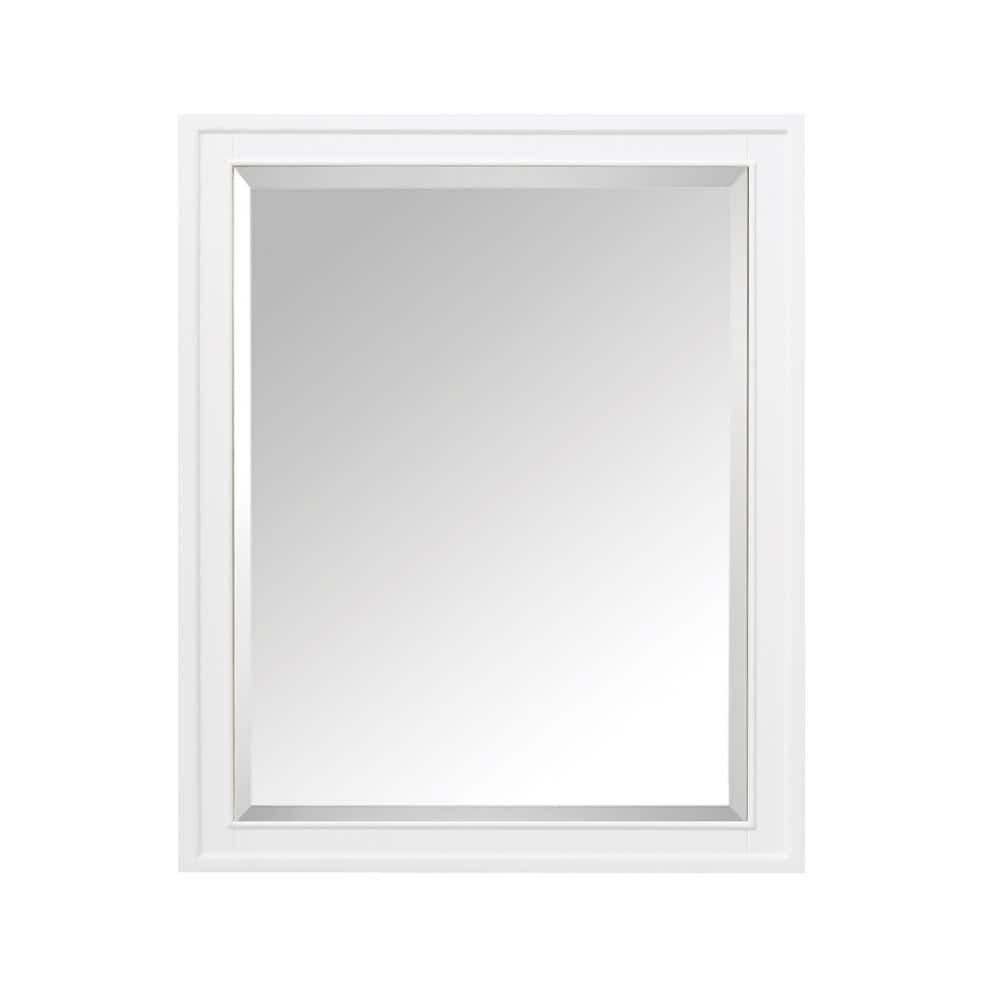 Elegant Transitional 36"x28" White Framed Mirror Cabinet
