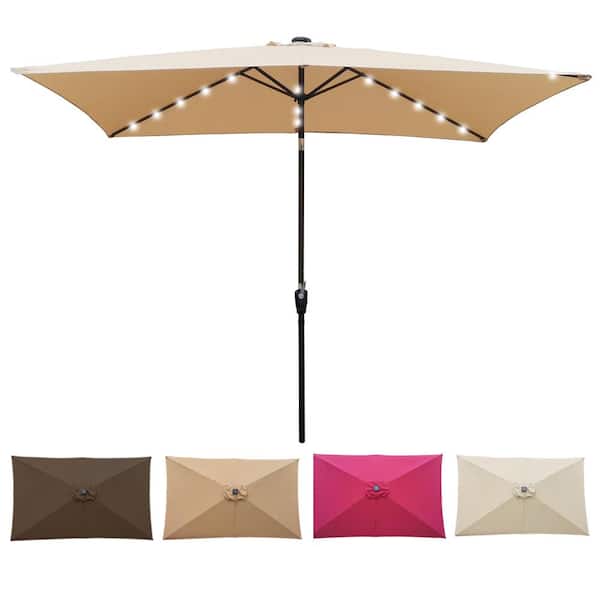 Unbranded 10 ft. x 6.5 ft. Rectangular Outdoor Market Umbrellas Patio Umbrella in Tan