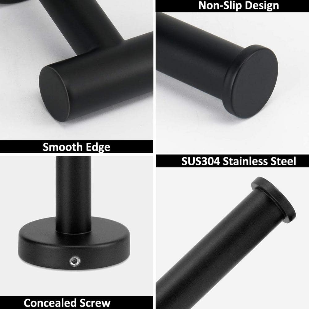 Matte Black Stainless Steel Wall-Mounted Toilet Paper Holder