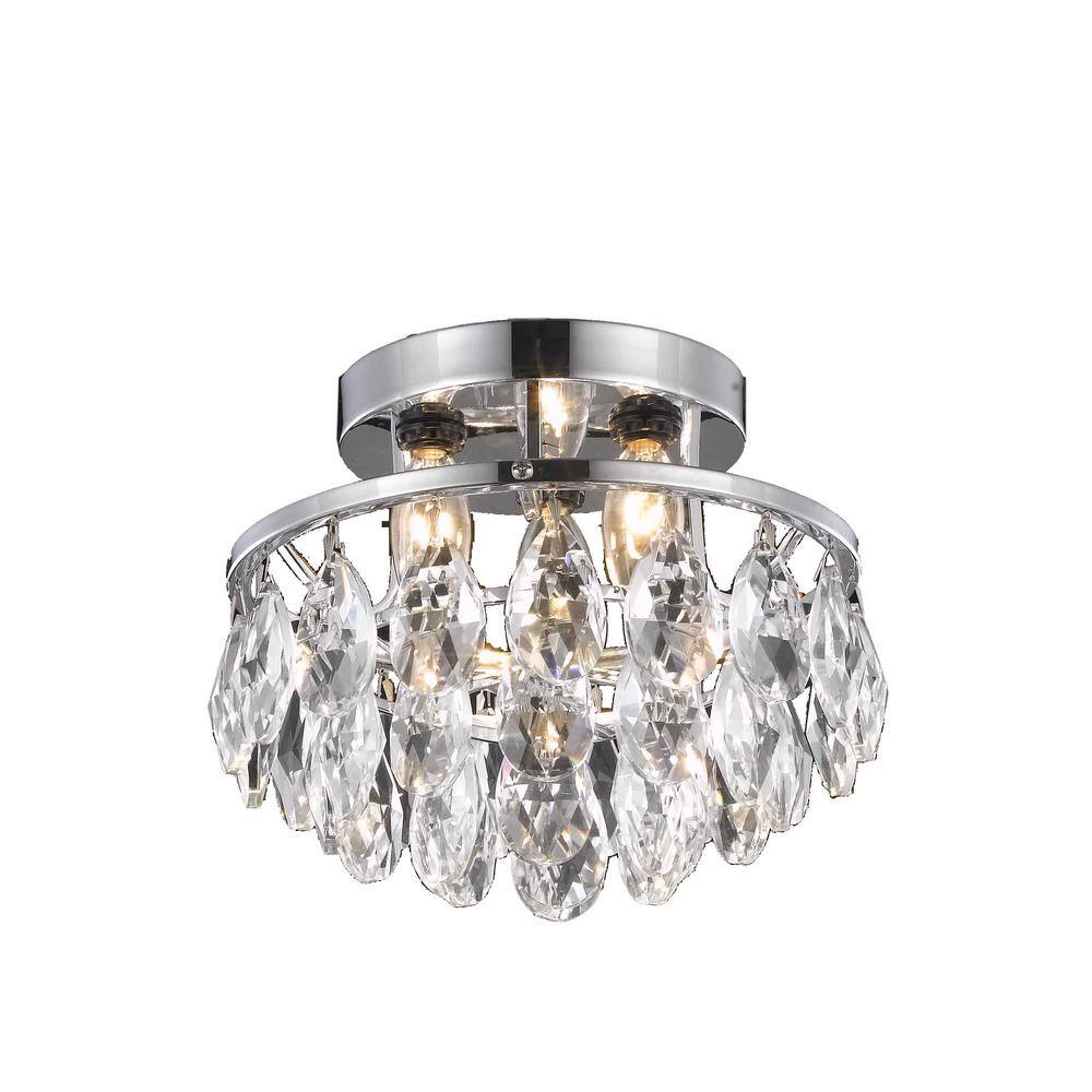 Timeless Home Cruz 10 in. W x 7 in. H 3-Light Chrome Flush Mount