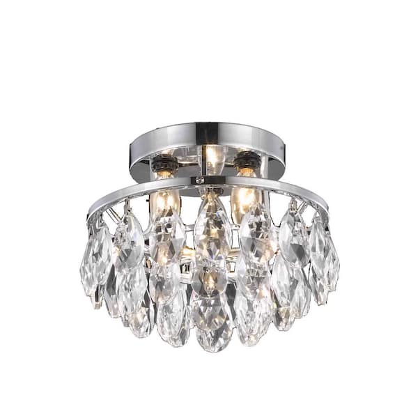 Unbranded Timeless Home Cruz 10 in. W x 7 in. H 3-Light Chrome Flush Mount