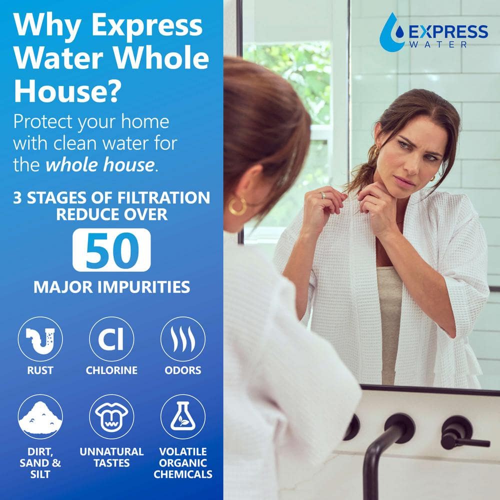 Express Water Triple-Stage Whole House Filtration System with Gauges