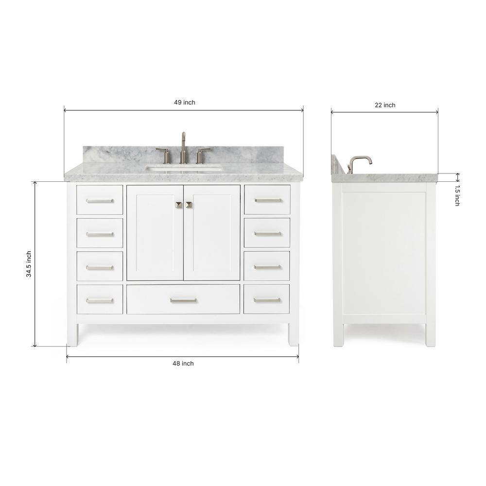 Cambridge 49" White Marble Top Single Sink Vanity