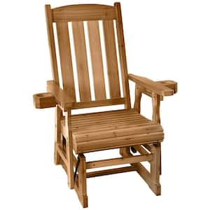 Solid Wood Patio Glider for Indoor or Outdoor Patio and Porch, Brown