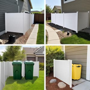 50 in. W x 50 in. H Air Conditioner Fence, Trash Can Vinyl Privacy Fence White Panel for Outside, Plastic, (2-Pack)