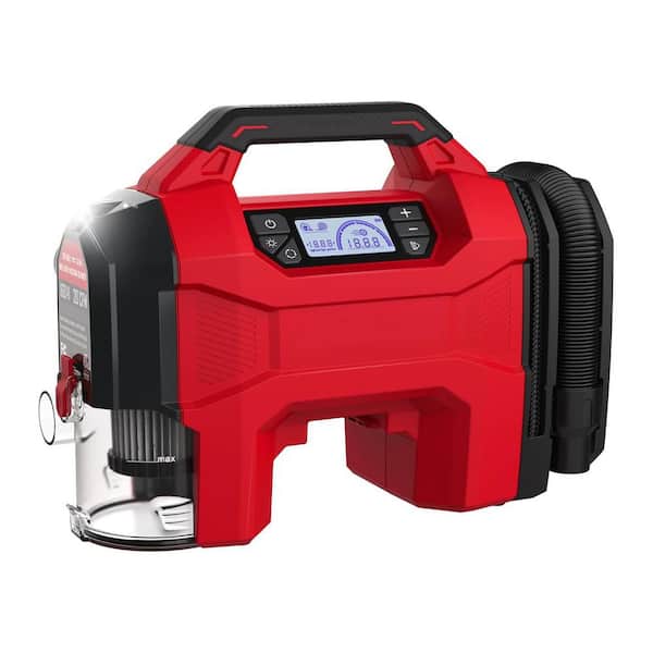 3-in-1 160 PSI Portable Electric Air Compressor, Car Vacuum, Dust Blower with LED Light Cordless 20-Volt & 12-Volt Power