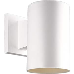 Cylinder Collection 5" White Polymeric Modern Outdoor Wall Lantern Light