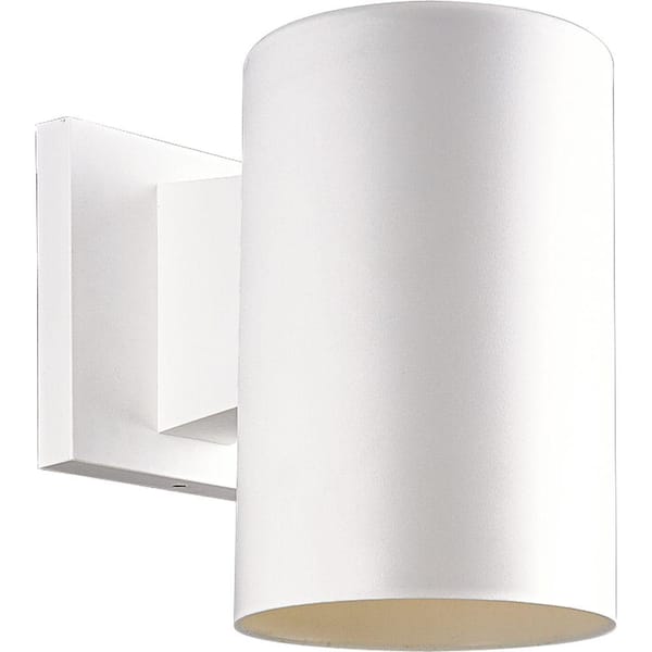 Progress Lighting Cylinder Collection 5" White Polymeric Modern Outdoor Wall Lantern Light
