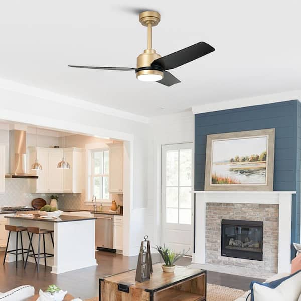 42 in. Indoor Integrated LED Gold Dimmable Ceiling Fan with Light DC Motor and Remote Control