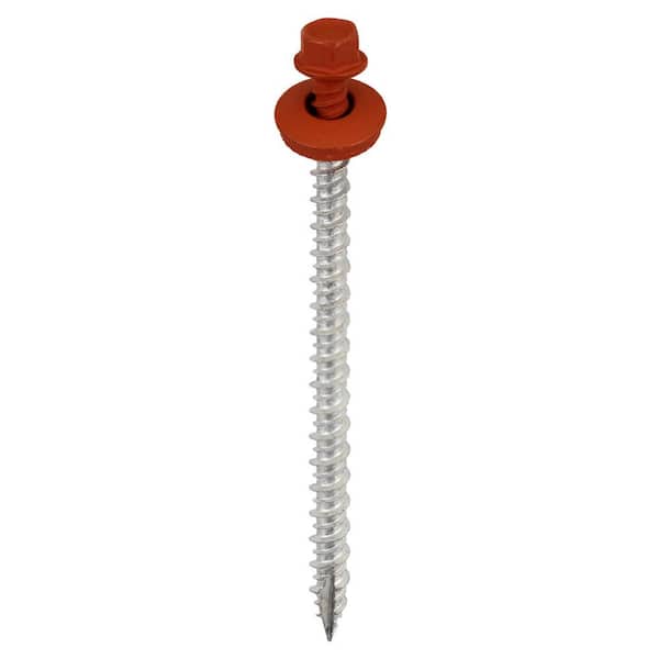 Acorn International #9 x 3 in. 1/4 in. Hex Head Metal to Wood Screws in Barn Red (Bag of 250)
