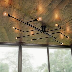 Electodyte 26 in. 8-Light Indoor Black Flush Mount Chandelier