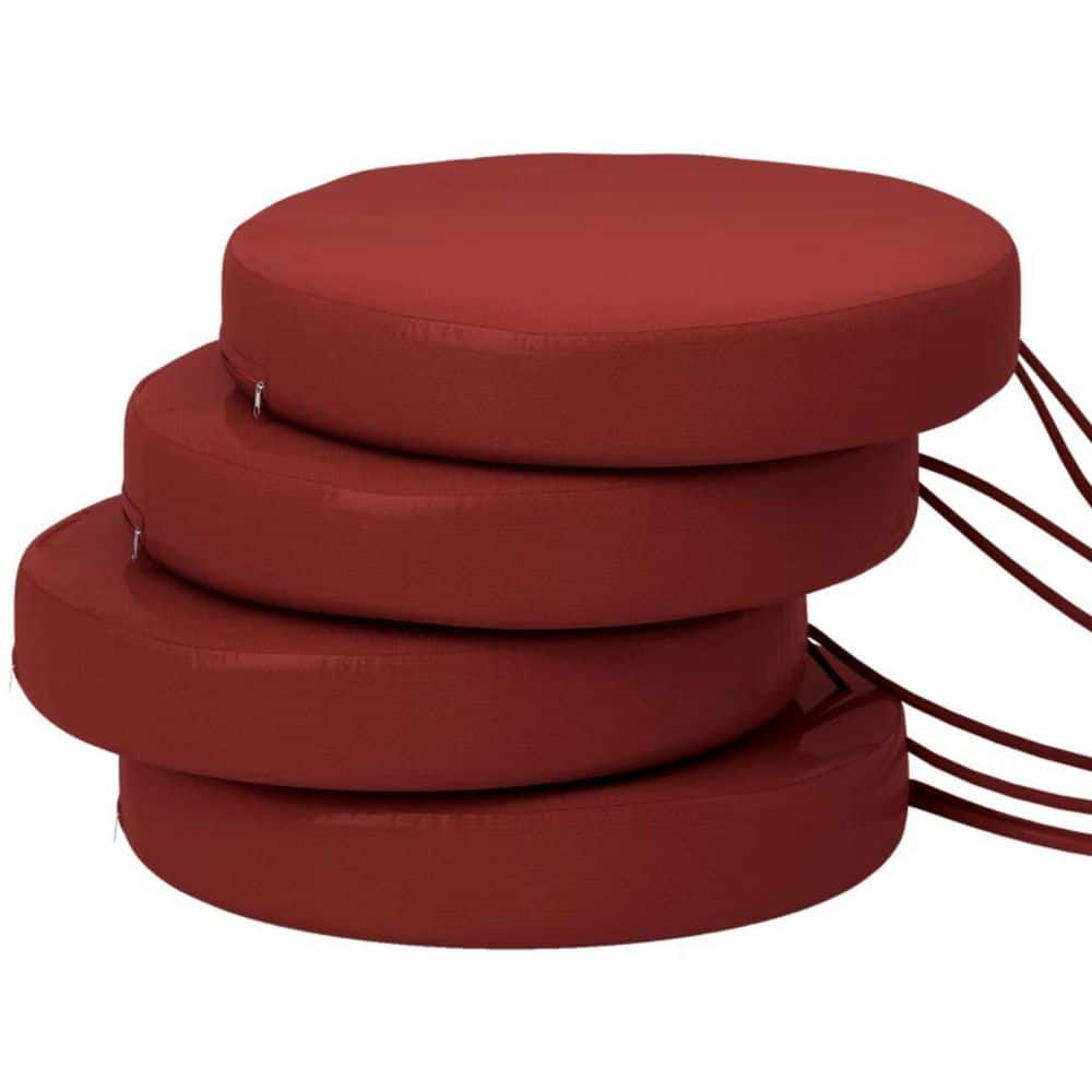 Wine Red Polyester Round Outdoor Seat Cushion, Patio Dining Chair Cushions Machine Washable (4-Pack) price history on PriceWatchPro