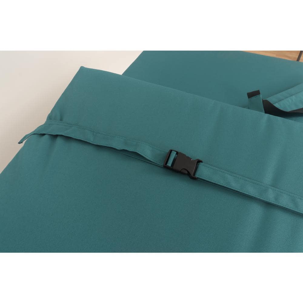 Smoke Blue Polyester Outdoor Lounge Chair Cushions, Set of 2